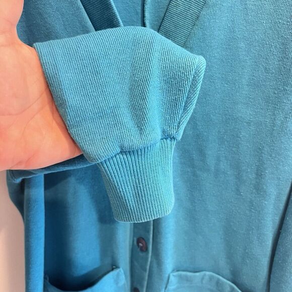 Vintage 80s/90s Boyfriend Cardigan Teal Womens Large Longline Retro Colorful - Picture 3 of 11